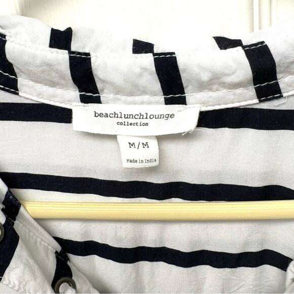 Beach Lunch Lounge Striped Pullover, Navy Blue and White, Size M, Anthropology - Picture 4 of 9
